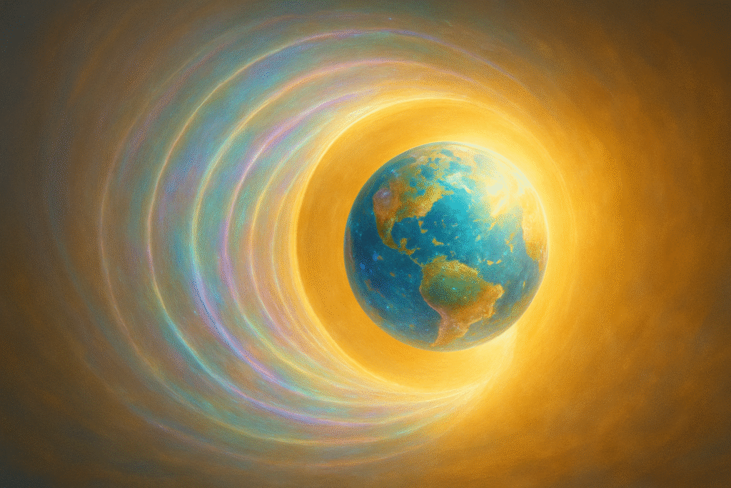 Earth Emerging Through a Luminous Phi-Spiral Portal